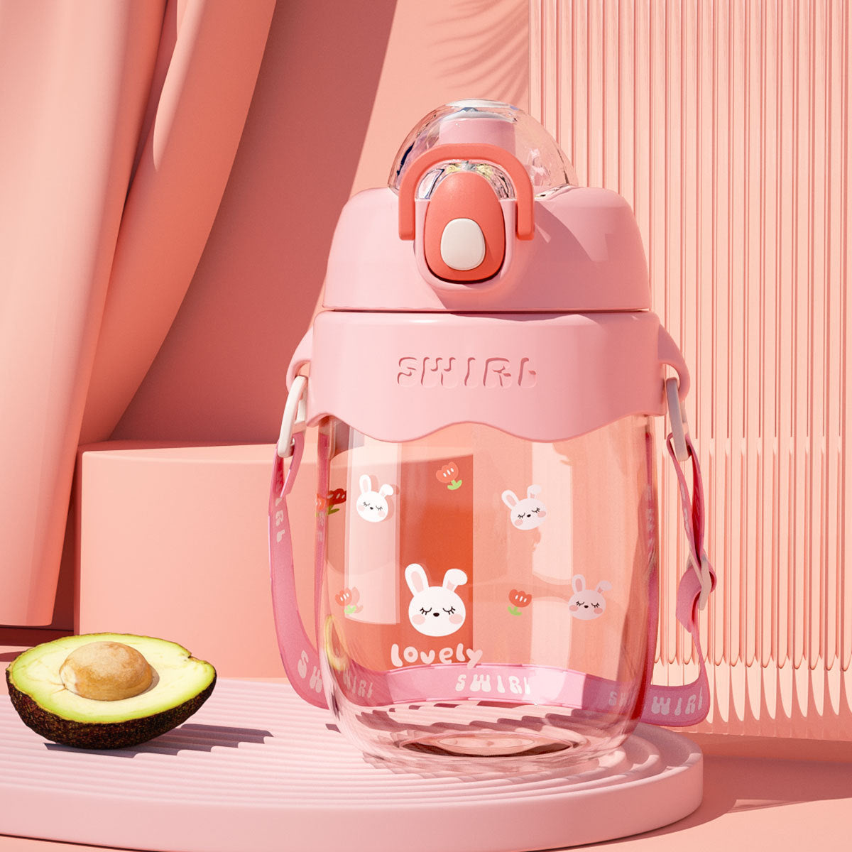 Portable Hydration Bottle with Frosted/Clear Finish & Strap