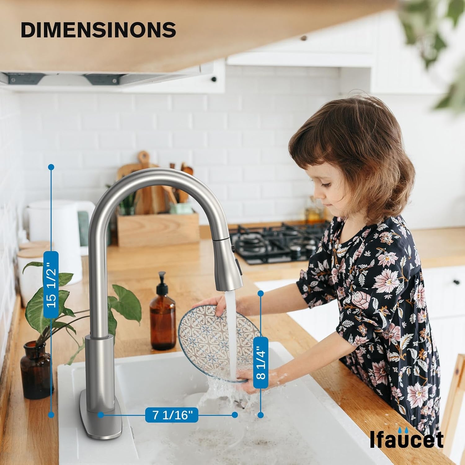 Kitchen Faucet with Pull down Sprayer, High Arc Single Handle Kitchen Sink 