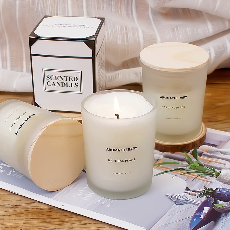 Elegant Scented Candles with Wooden Lids for Home Decor