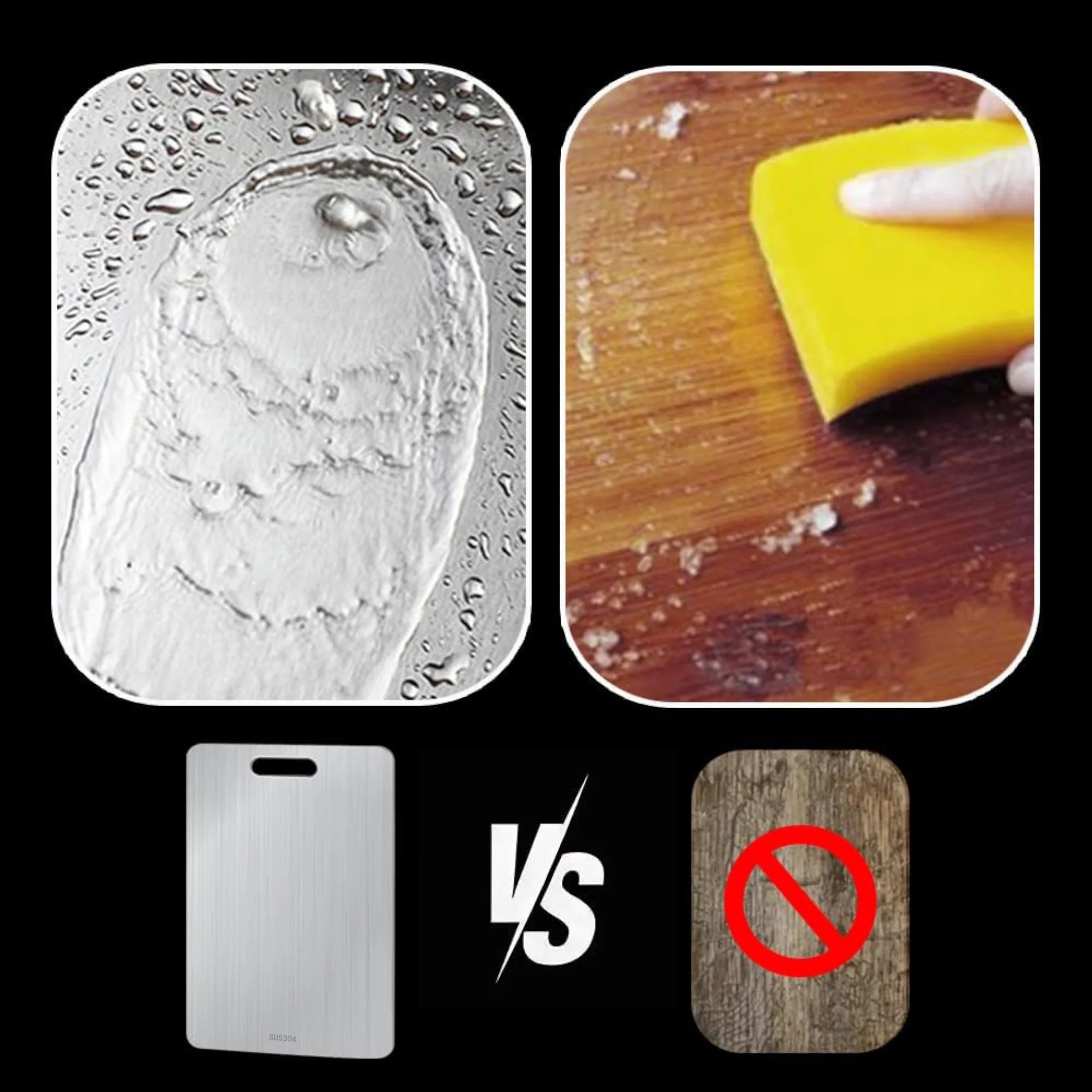 Stainless Steel Cutting Board, Double-Sided Food Grade Cutting Board