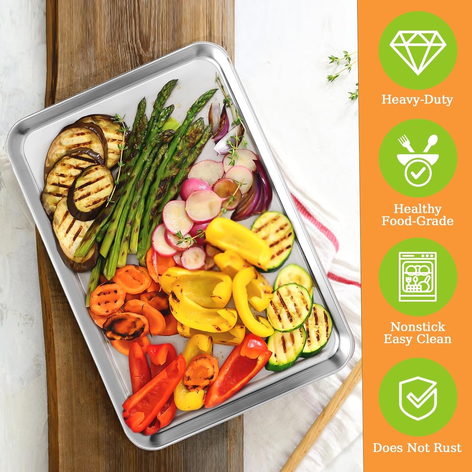 16 X 12 X 1 Inch Stainless Steel Baking Sheet Set of 2, Non Toxic, Mirror Finish & Rust Free, Dishwasher Safe