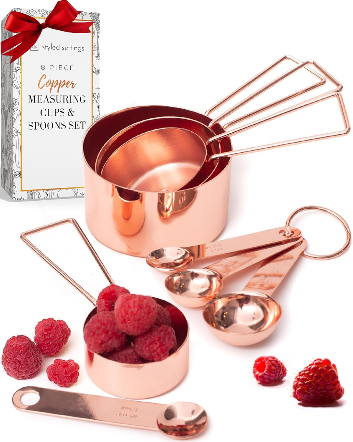 Copper Measuring & Spoons Set – 8-Piece Stainless Steel Kitchen Utensils