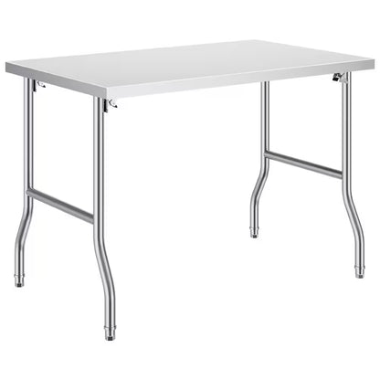 48 X 30 Inches Folding Table Stainless Steel with Heavy-Duty Workstation, 300 Lbs. Load