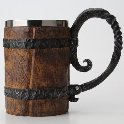 Rustic Viking-Style Wooden Beer Mug – Medieval Ale Tankard