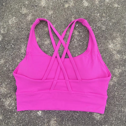 Solid Color Women Cross Back Fitness Top