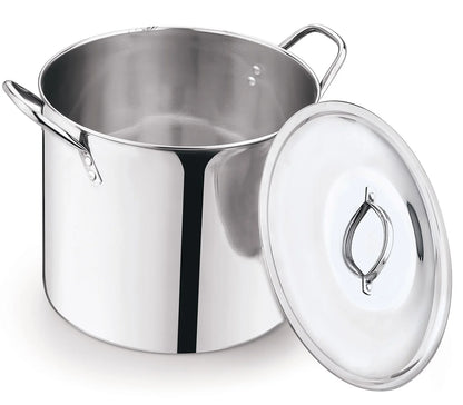 8-Qt Stainless Steel Stock Pot with Metal Lid, Ultra Durable, Stay-Cool Handles, Hand Wash Only