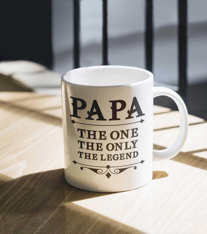 PAPA the One the Only the Legend Coffee Mug Father's Day Gift for Dad, Grandpa, Ceramic Mug 15 Oz