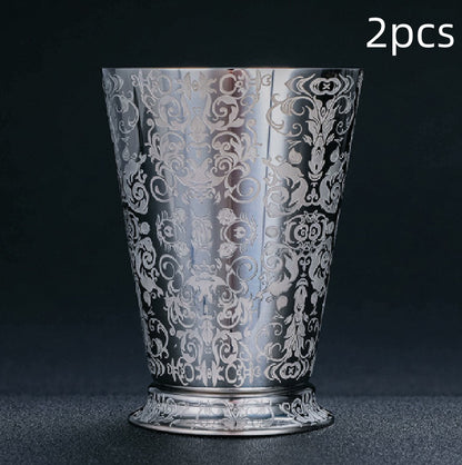 304 Stainless Steel Thick Etched Mint Julep Cocktail Glass