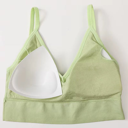 Women Crop Top Seamless Tube Top Underwear Low Back Bra Sports Fitness Top Streetwear Tank Bandeau Lingerie Removable Pad