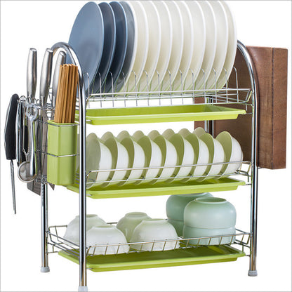 Multi-Layer Floor Draining Bowl Rack – Kitchen Shelf & Countertop Dish Storage