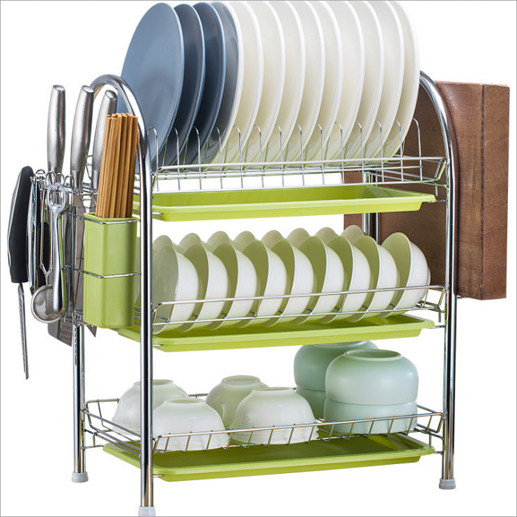Multi-Layer Floor Draining Bowl Rack – Kitchen Shelf & Countertop Dish Storage