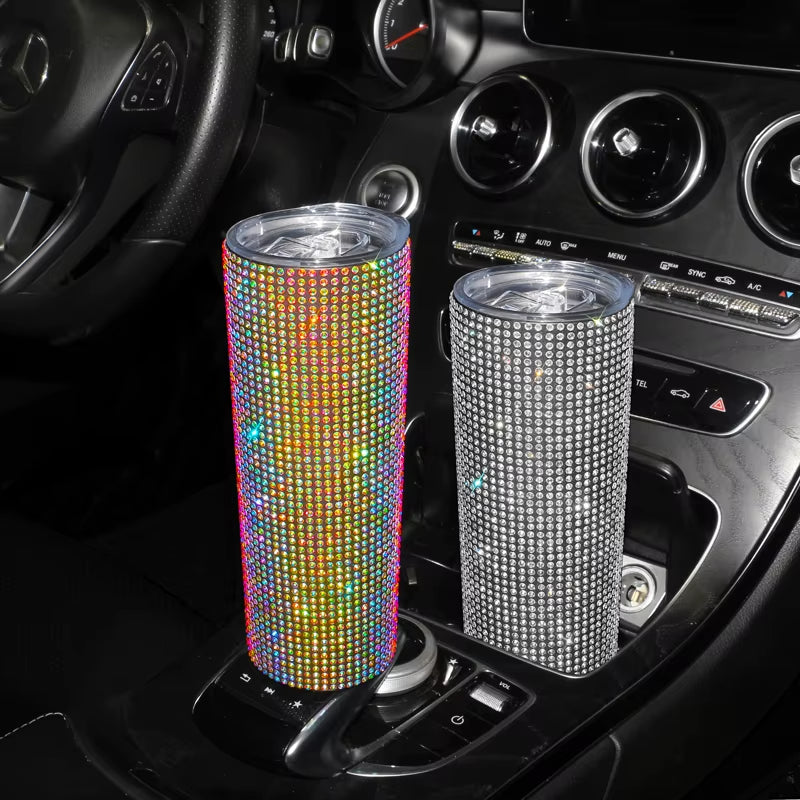 20 oz. Sparkling Diamond Stainless Steel Tumbler Cup with Lid and Straw