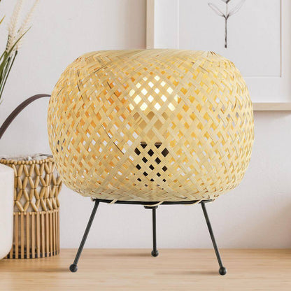 10 .75 In. Light Brown/Black Bohemian Rustic Iron/Rattan with Smart Bulb