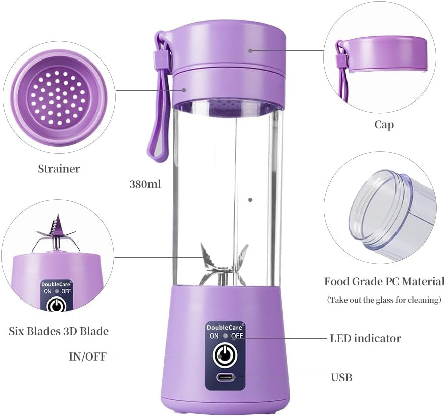 Portable USB Blender Cup – 380ml Rechargeable Smoothie & Juice Make