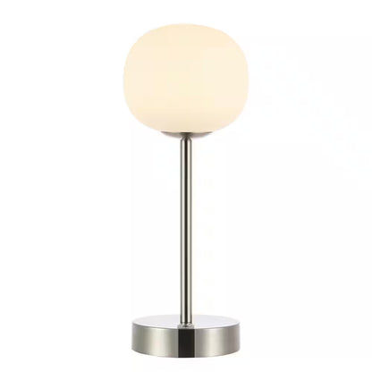 Natalia 12.25 In. Nickel/White Modern Minimalist Iron Rechargeable Integrated LED Table Lamp