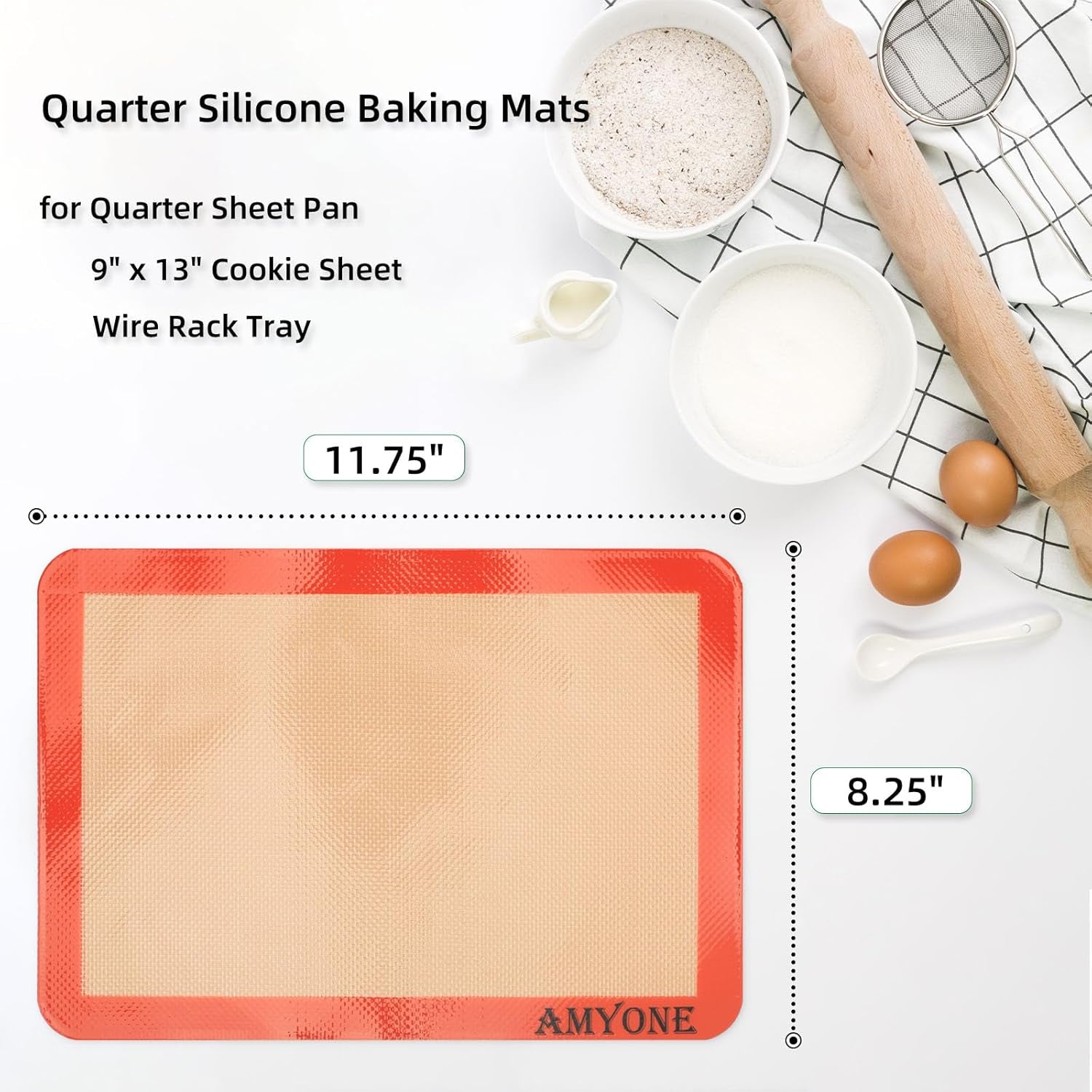 Quarter Sheet Silicone Baking Mat – 2 Pcs Non-Stick Reusable Cookie Sheets