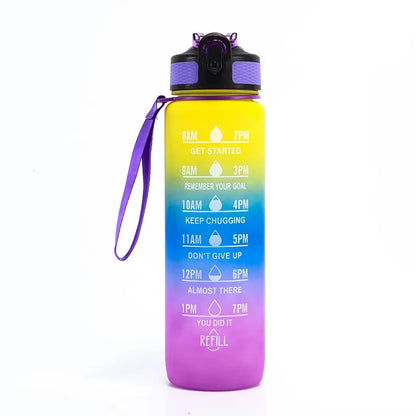 32 Oz Leakproof Water Gym Bottles with Times to Drink and Straw