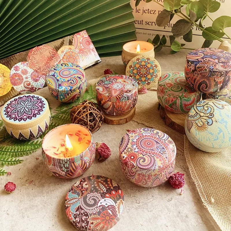 Vintage Can Candles Soy Wax Jars Scented Candle Romantic Flower Fragrance Aromatic Candle Home Decoration Wedding Birthday Gifts
