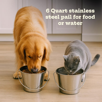 6 Quart Heavy Duty Stainless Steel round Bucket with Handle