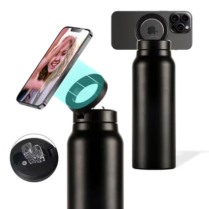 Insulated Stainless Steel Water Bottle with Magnetic Phone Tripod