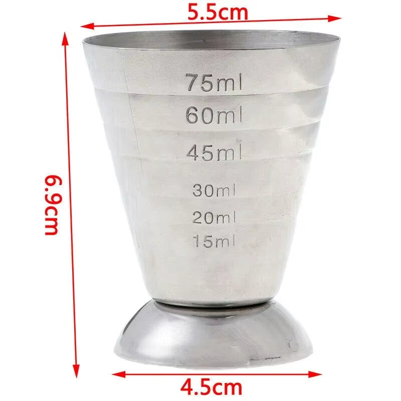 Cocktail Cup Bar Measuring Cup 304 Stainless Steel Glass Ounce Measure Jigger Kitchen Bartender Bar Tools 2.5Oz 75Ml Barware