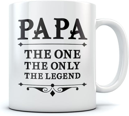 PAPA the One the Only the Legend Coffee Mug Father's Day Gift for Dad, Grandpa, Ceramic Mug 15 Oz