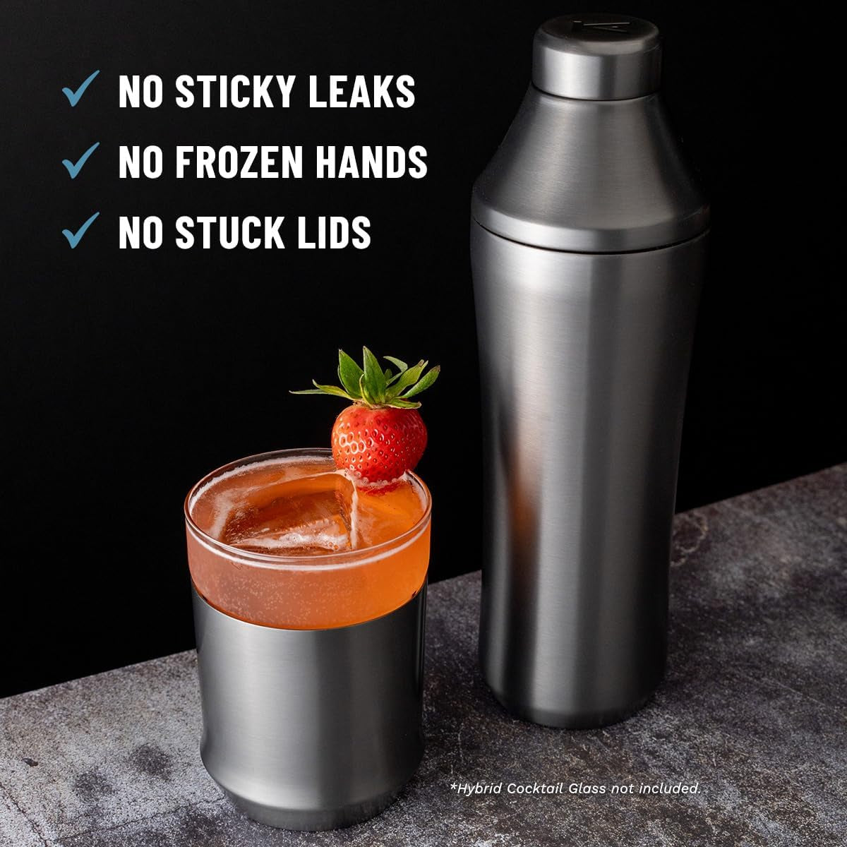 28 oz. Stainless Steel Hybrid Cocktail Shaker - Premium Vacuum Insulated Gunmetal - Innovative Measuring System