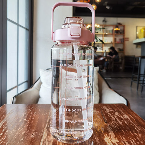 2 Liter Motivational Water Bottle with Time Markers and Straw: Crush Your Hydration Goals!