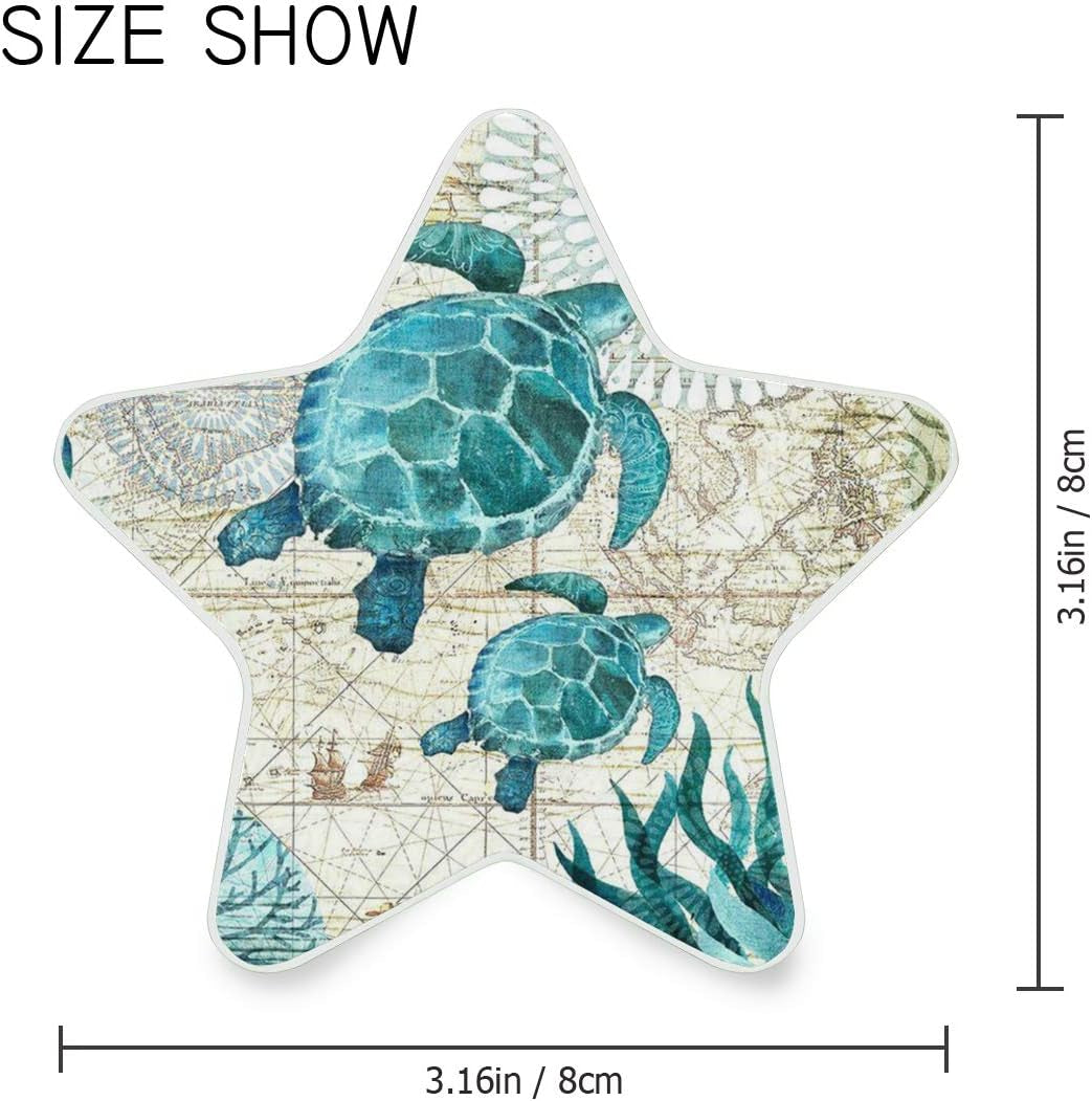 Vintage Ocean Sea Turtle Starfish Map Plug in LED Night Light Lamp with Sensor