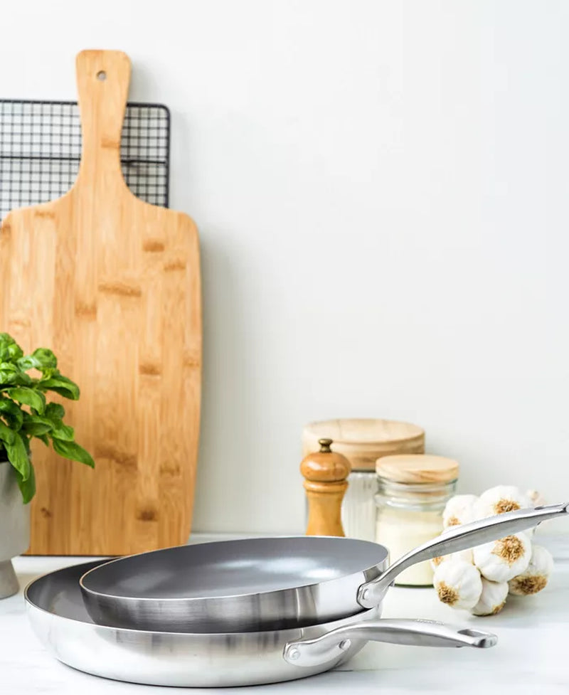 Tri-Ply Stainless Steel Ceramic Nonstick 2 Piece Frying Pan Set