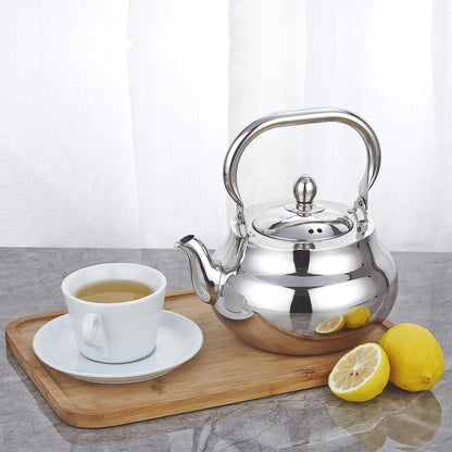 71 Oz Stainless Steel Teapot with Removeable Infuser, Thickened Mirror Polished Stovetop Tea Maker for Herbal and Infusion