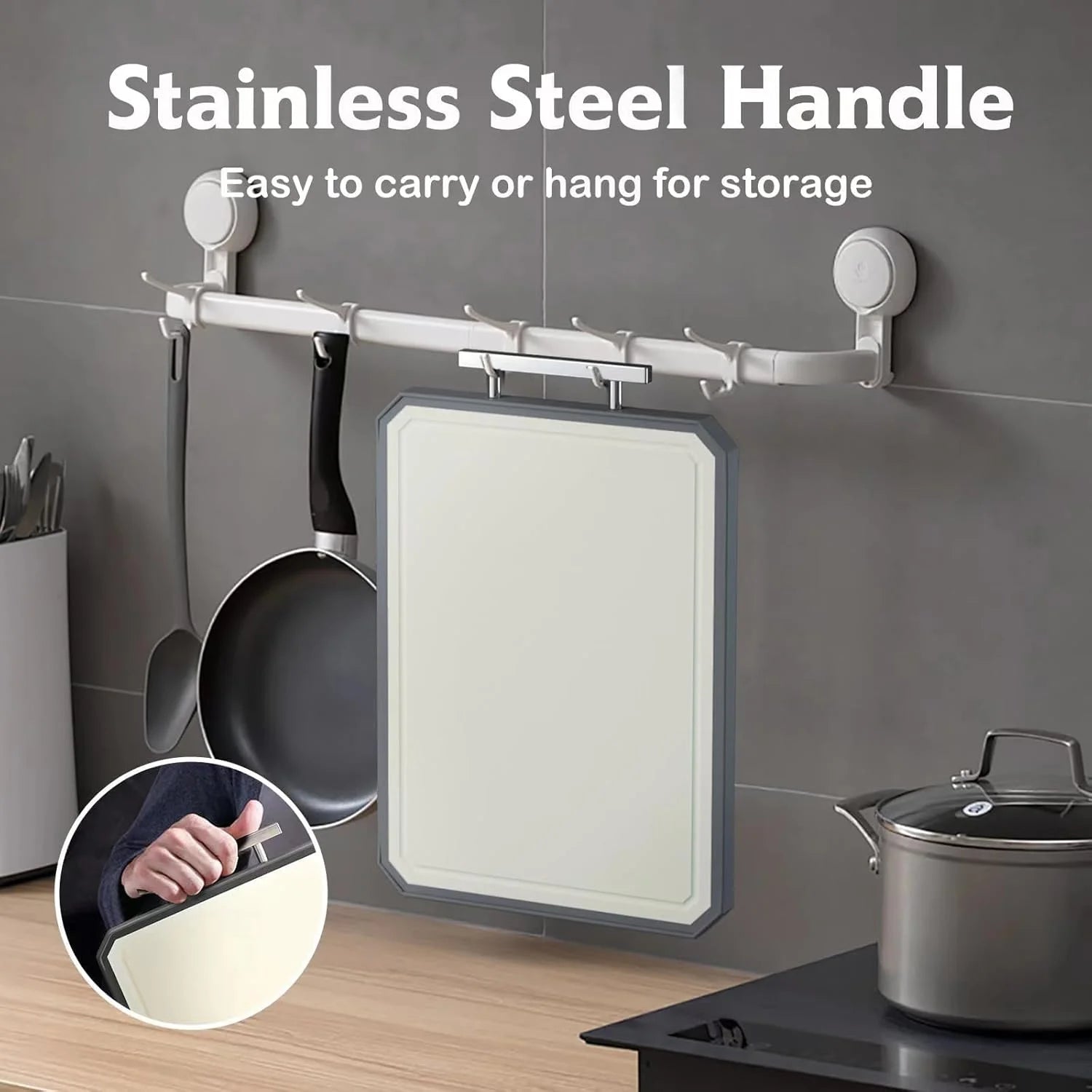 16x11 Inch Double-Sided Stainless Steel Cutting Board , Dishwasher Safe Chopping Board for Meat & Vegetables
