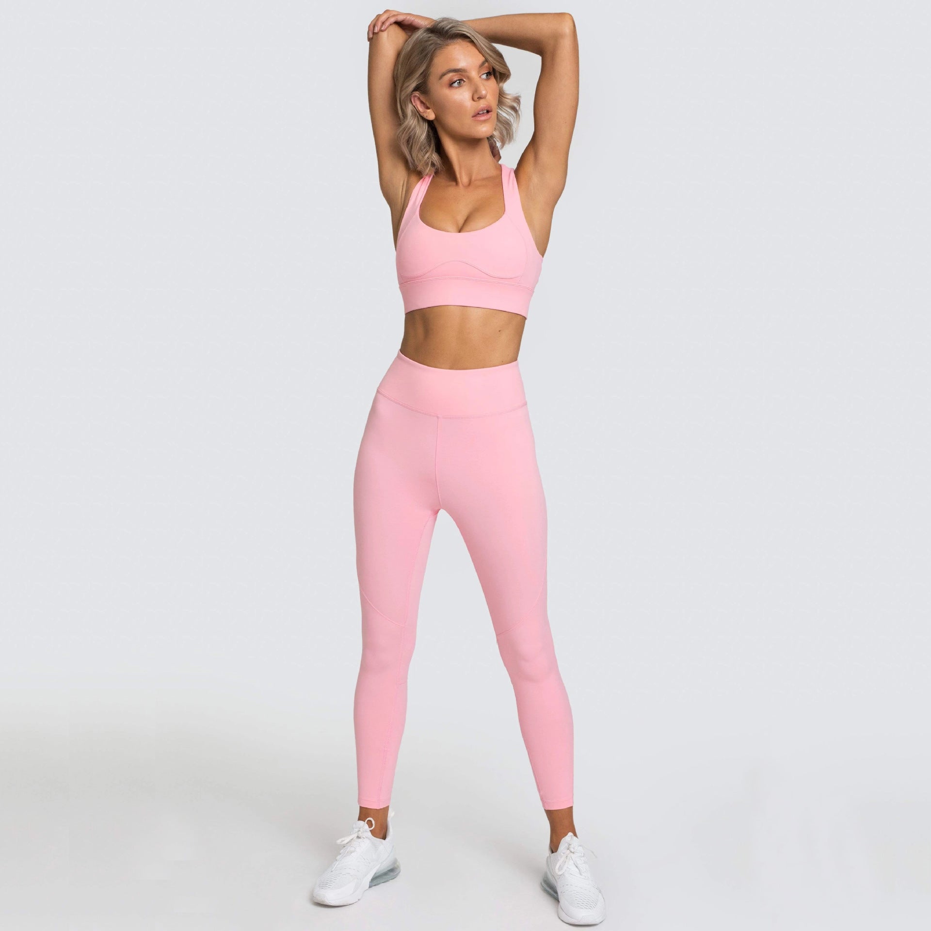 Women's Back Buckle Solid Yoga Fitness Suit