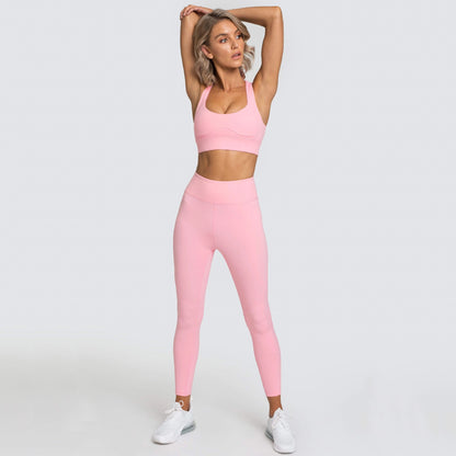Women's Back Buckle Solid Yoga Fitness Suit