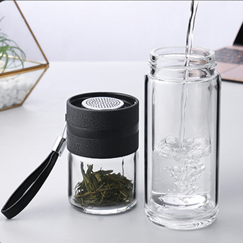 400ml Double Wall Glass  Infuser Strainer Bottle: Elegant and Practical