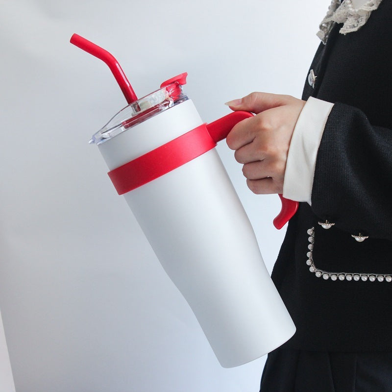 Elegant Glass Water Bottle with Straw and Easy-Grip Handle