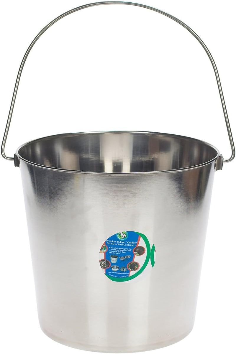 Heavy Duty Stainless Steel Pet Bucket 16 Quart (4 Gallon) - Rust Resistant Dishwasher Safe