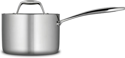 Signature Tri-Ply Clad Stainless Steel 2-Quart Sauce Pan with Lid, Induction-Ready, Dishwasher-Safe, Nsf-Certified, Made in Brazil