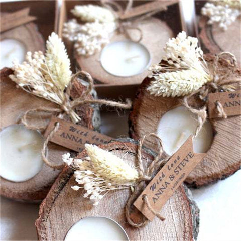 Rustic Wood Slice Tea Light Holder