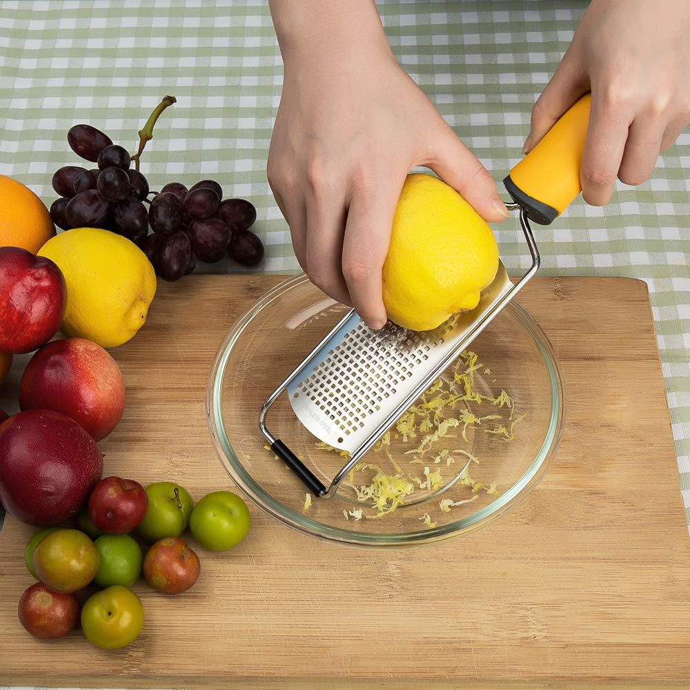 Pro Zester Grater, Lemon Zester, Parmesan, Ginger, Garlic, Chocolate, with Razor-Sharp Stainless Steel Blade