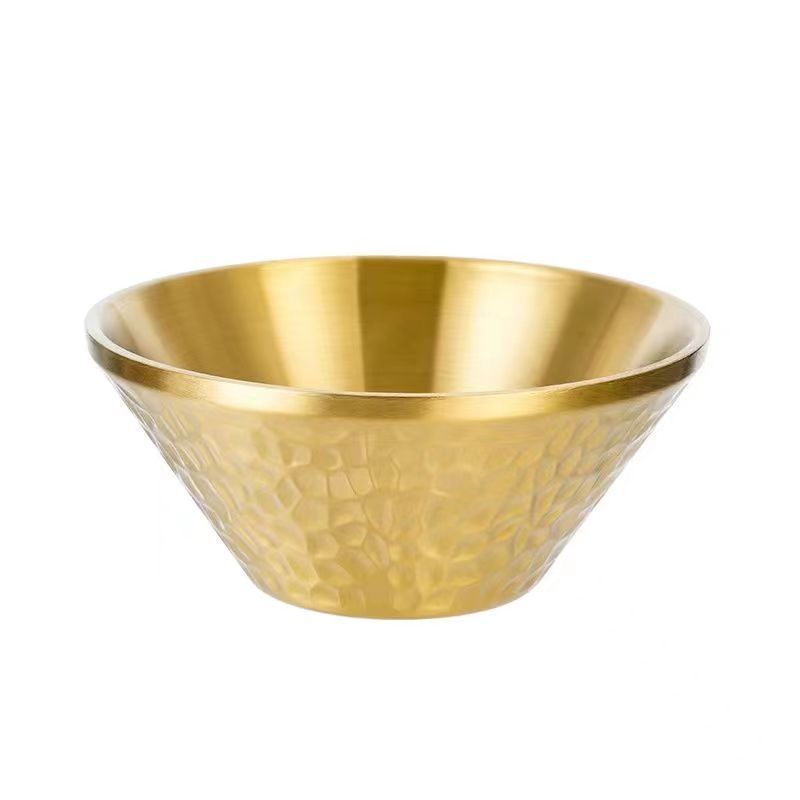 Stainless Steel Hammered Bamboo Hat Rice Bowl