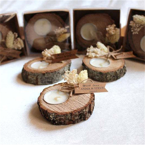 Rustic Wood Slice Tea Light Holder