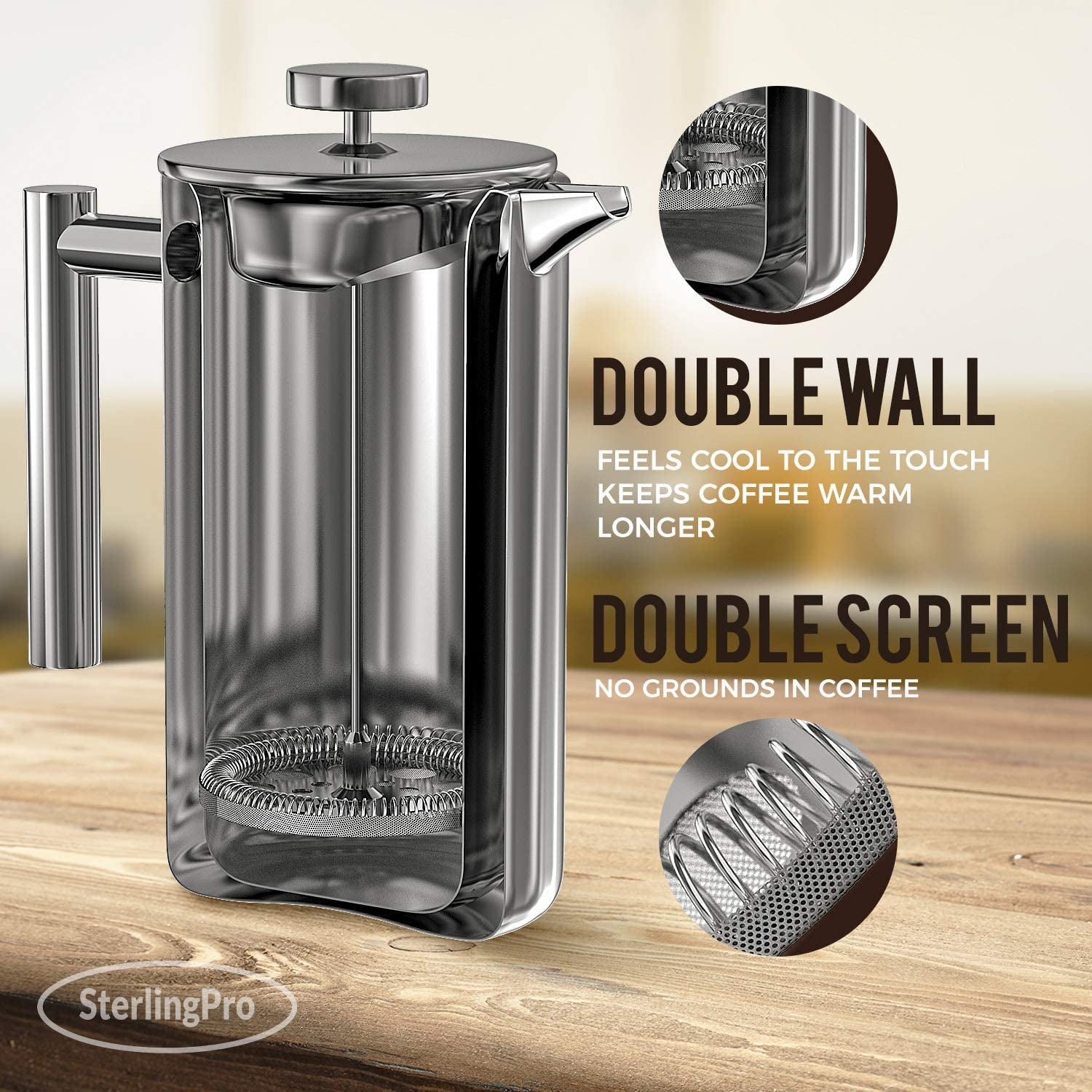 SterlingPro French Press Coffee Maker 1.5L