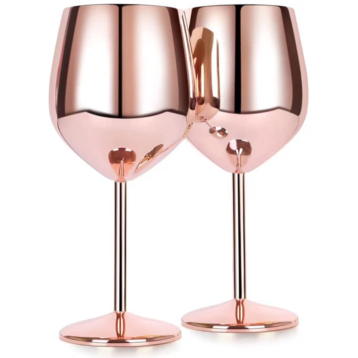 18 Oz Stainless Steel Wine Glasses, Unbreakable Wine Goblets, Rose Gold, 2 Pack
