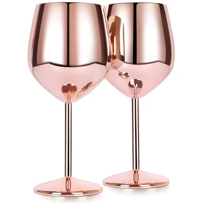 18 Oz Stainless Steel Wine Glasses, Unbreakable Wine Goblets, Rose Gold, 2 Pack