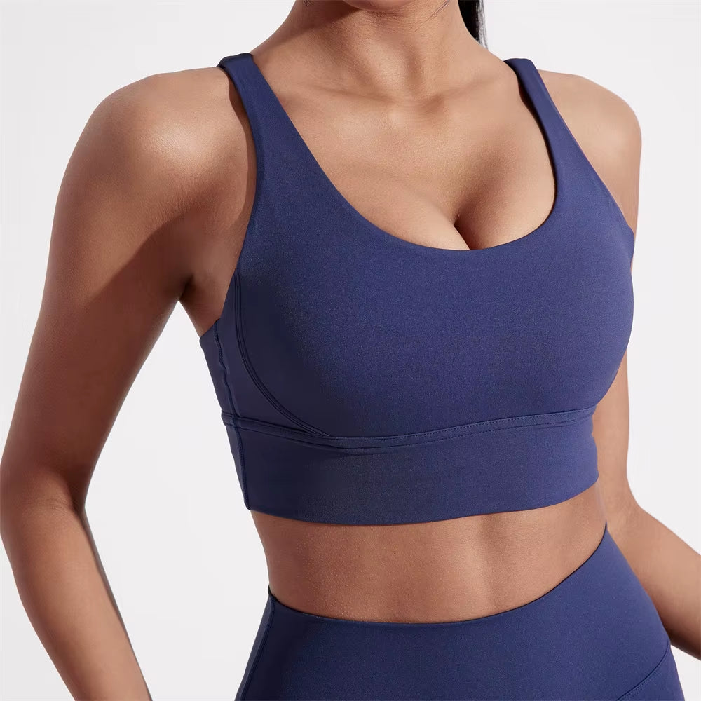 Solid Color Women Cross Back Fitness Top