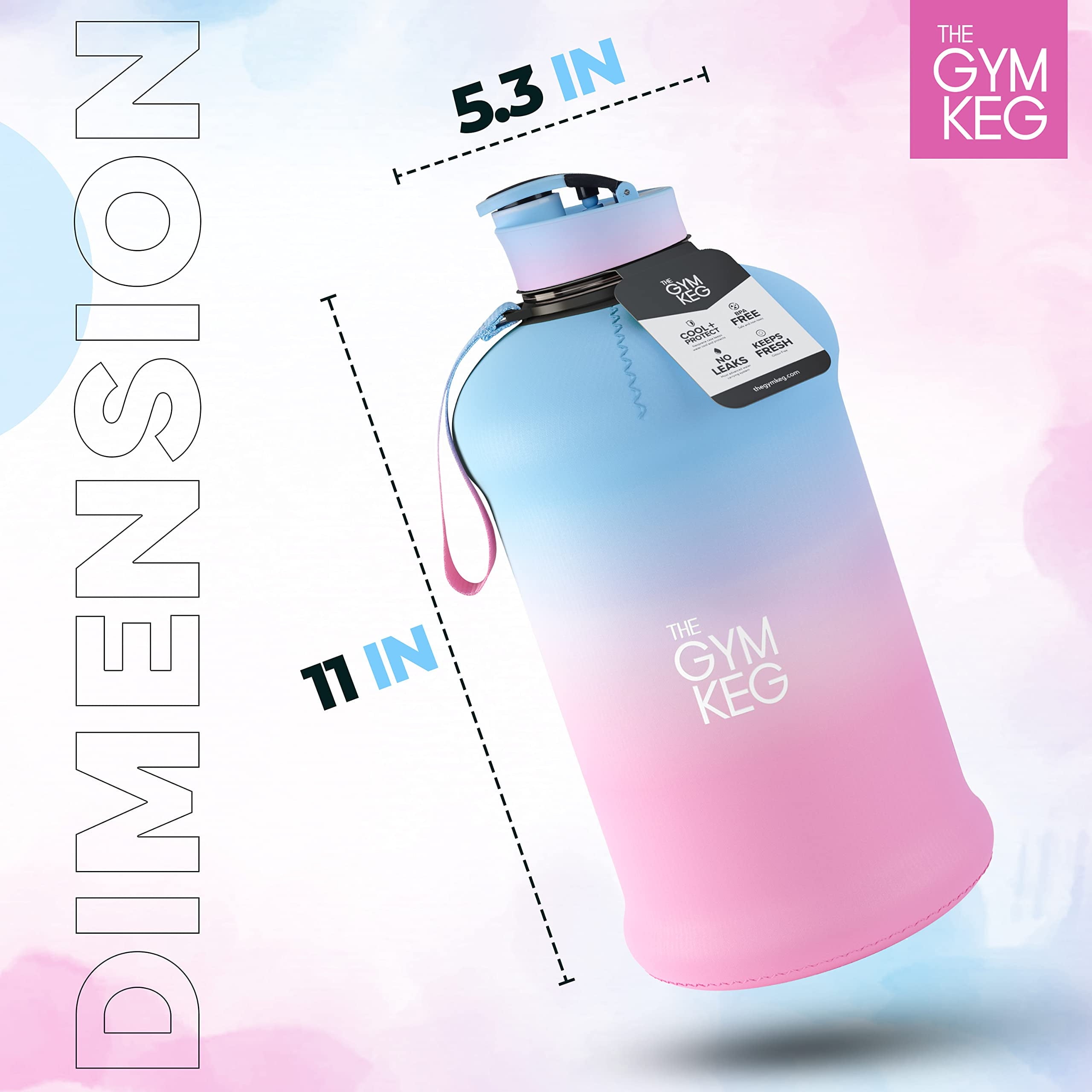 Insulated Water Bottle 2.2 L Black Neoprene with Carry Handle & Leakproof Cap