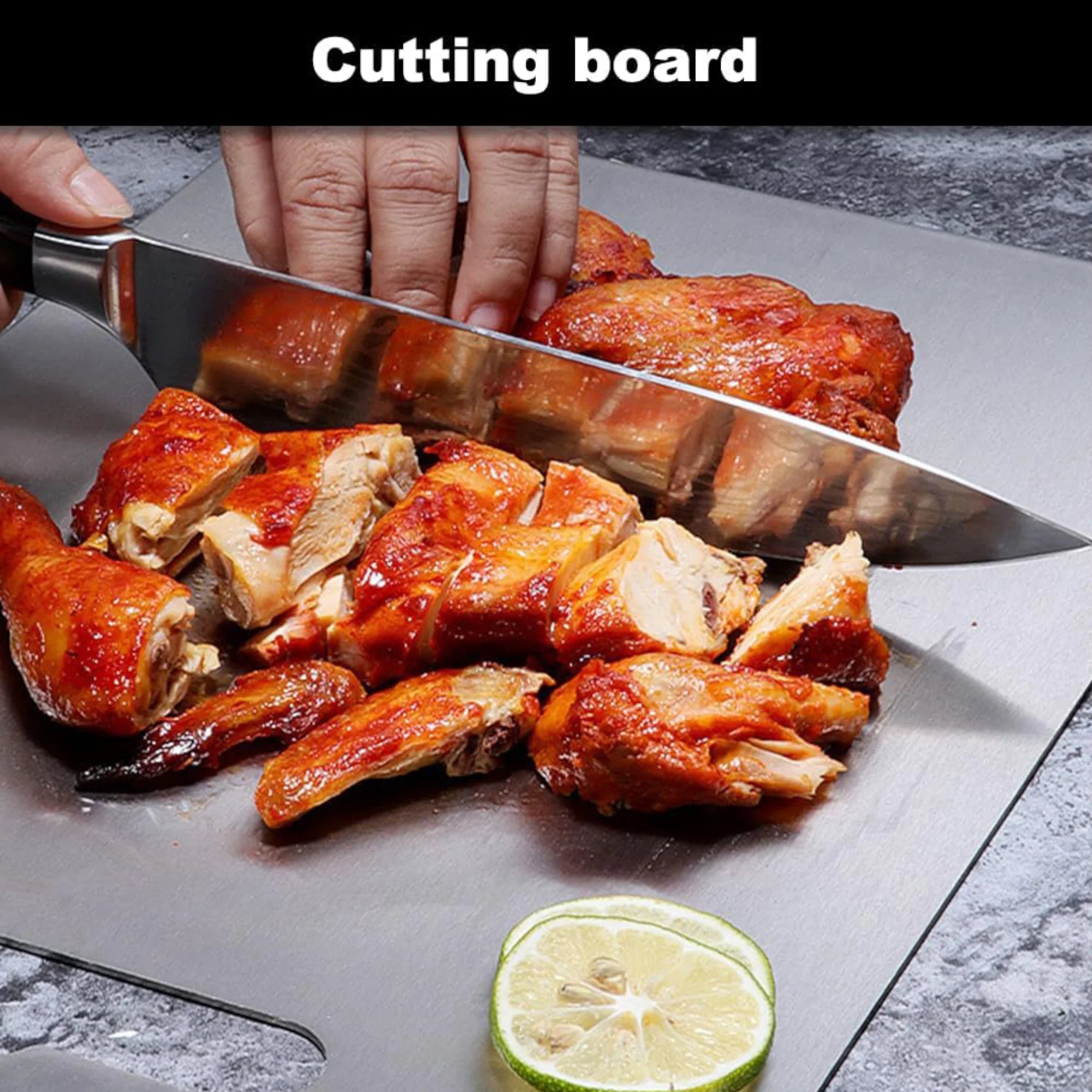 Stainless Steel Cutting Board, Double-Sided Food Grade Cutting Board