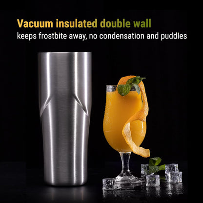 24 oz. Cocktail Shaker - Insulated Double Wall Keep Drink Chilled - No Stuck Twist Lid, Leakproof and Built-In Strainer