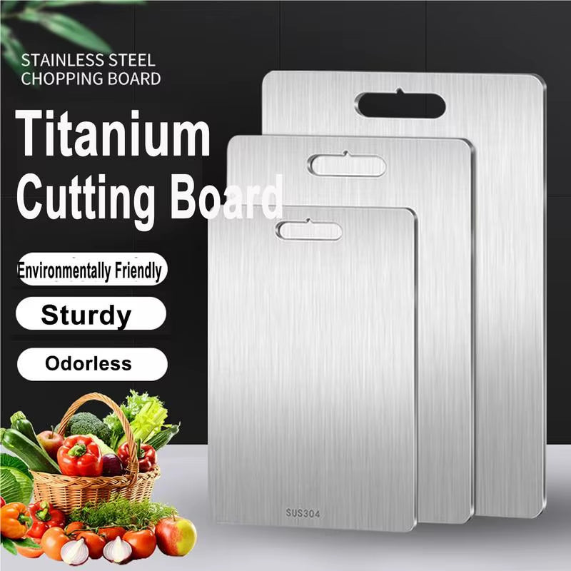 Kitchen Cutting Board Double-Sided Thicken Chopping Board Stainless Steel Food Grade Meat Fruits Vegetables Board
